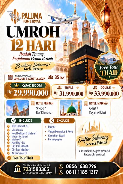 Umroh Plus Thaif Juni Agustus 2027